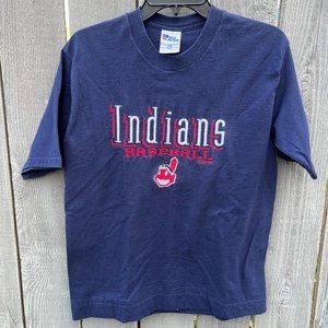 Cleveland Indians Youth 18-20 Blue S/S Pro Player T-Shirt MLB Chief Wahoo 1998